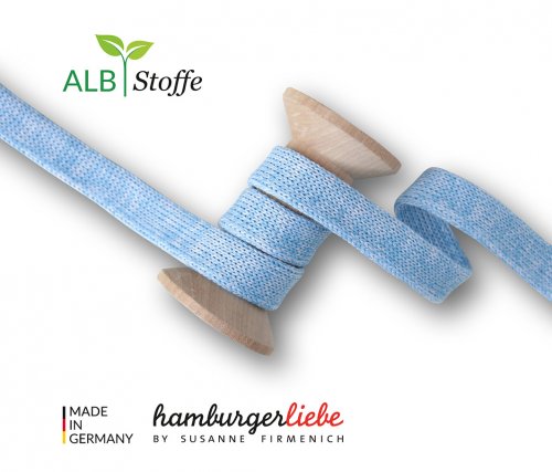 Bio Flachkordel - 2,0 cm - A79/A01 azzuro/gebl. weiß - Albstoffe - Hamburger Liebe